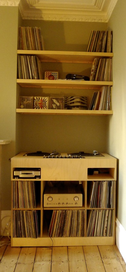 Bespoke DJ console table with alcove shelving