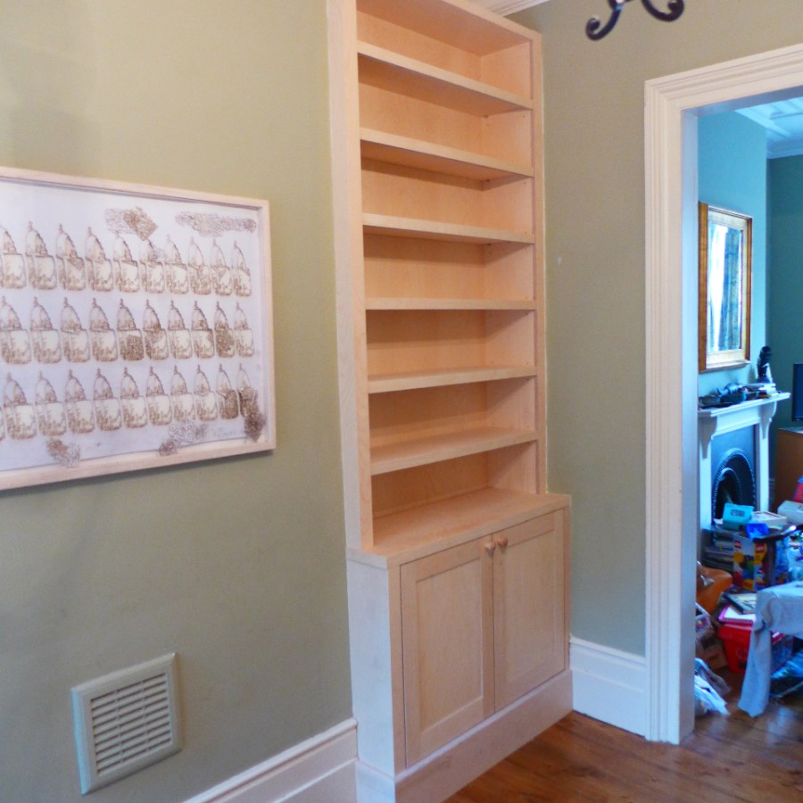 Birch plywood bookcases, Homerton
