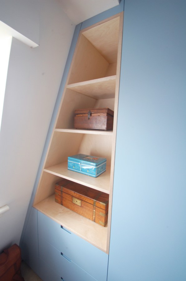Bespoke angled attic wardrobe, Hackney