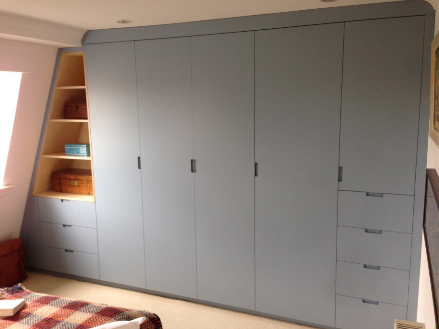 Dove Blue lacquered wardrobes in Clapton E5