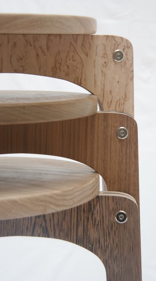Birch ply stacking stools, made in Hackney London